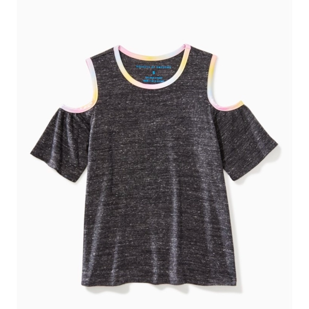 ⭐️🚀Rockets Of Awesome  Ombra trim cold shoulder top